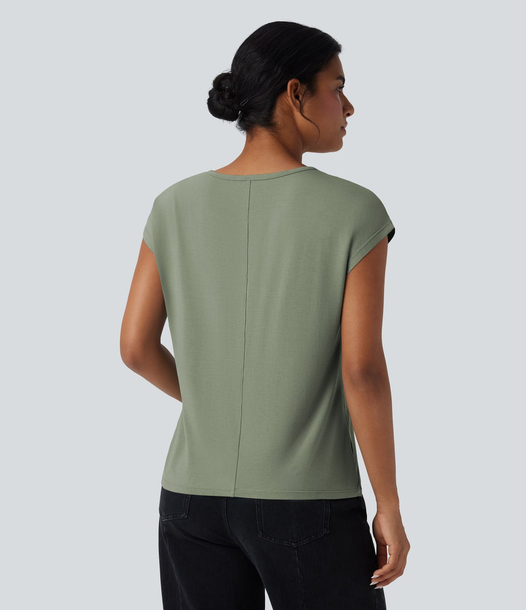 T-shirt casual col V manches courtes