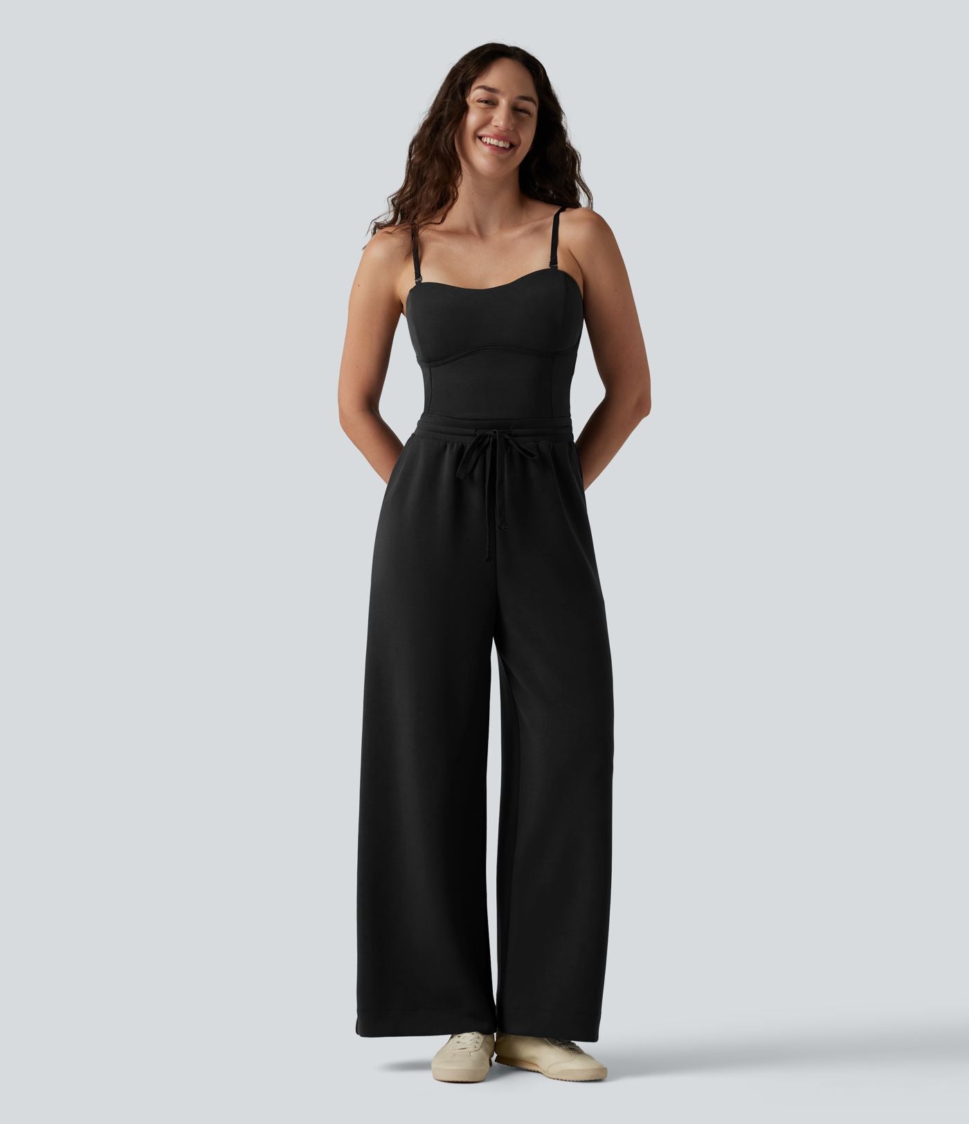 Combinaison Easy Peasy SpacerTek™ décontractée à bretelles amovibles, cordon de serrage, soutien-gorge intégré et poches