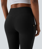 Pantalon pedal pusher ajusté gainant taille haute avec poches décoratives DayStretch