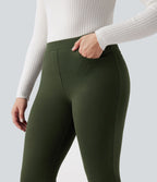 Pantalon tailleur slim taille mi-haute en ponte roma résistant avec poches