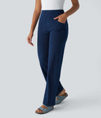 Halara Flex™ Jean Droites Travail en Maille Extensible Taille Haute Plusieurs Poches