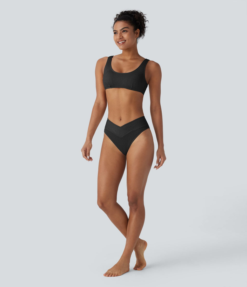 Bas de maillot de bain bikini texturé croisé