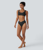 Bas de maillot de bain bikini texturé croisé