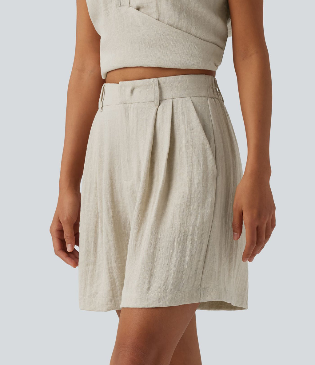 Short décontracté taille haute avec poches