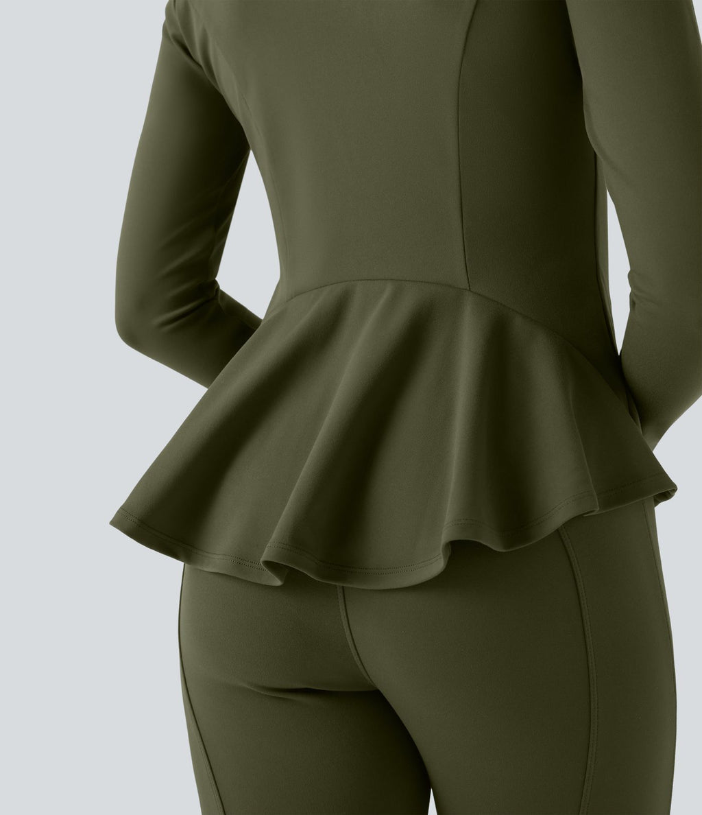 Veste ajustée col montant zippée avec passants pouces et ourlet à volants DayStretch avec poches