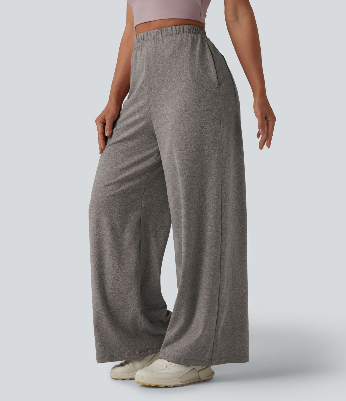 Pantalon de yoga large taille haute avec poches