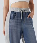 Halara Flex™ Jean larges color block jambes cordon de serrage taille haute avec poches