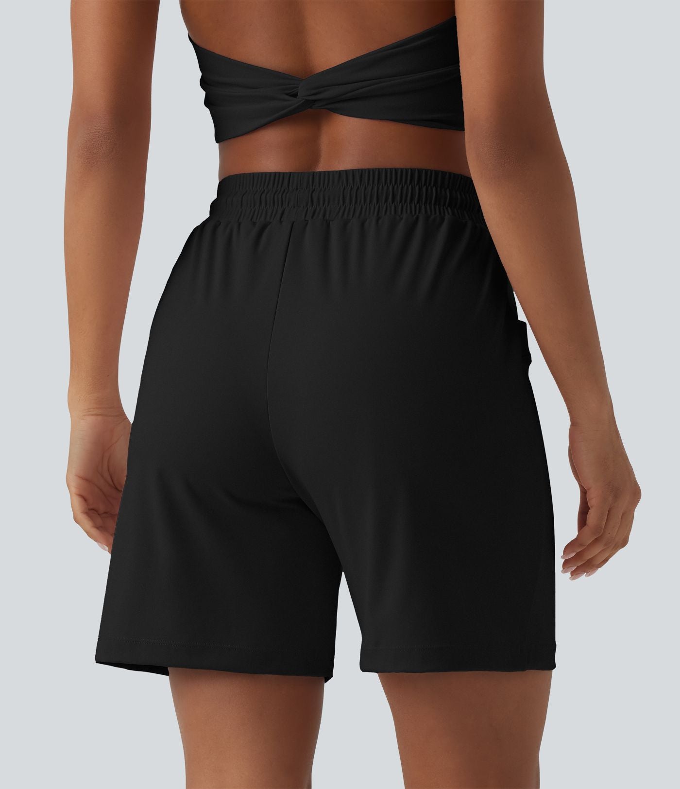 Bermuda de yoga SoftlyZero™ Airy taille haute avec cordon de serrage effet frais InstantCool et poches, protection solaire UPF50+