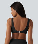 Haut de bikini brillant à col en V, bonnets E-G