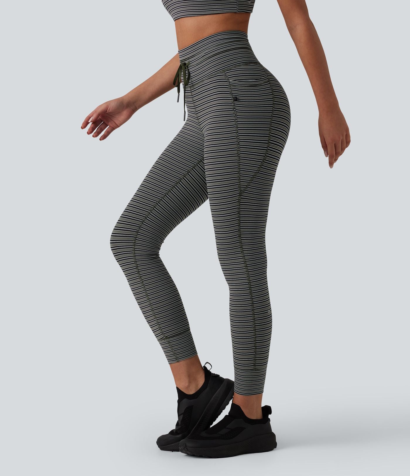 Halara UltraSculpt™ Legging de yoga taille haute jacquard à rayures avec cordon de serrage et poches