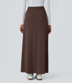 Jupe Casual Maxi 2 en 1 Taille Haute Boucle Décorative Fente