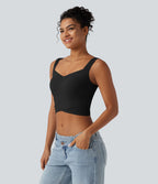 Débardeur crop-top à encolure diamant avec base croisée et coussinets amovibles