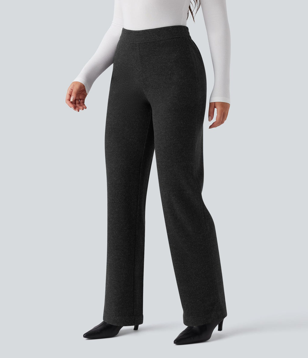 Pantalon tailleur coupe droite taille moyenne avec poches