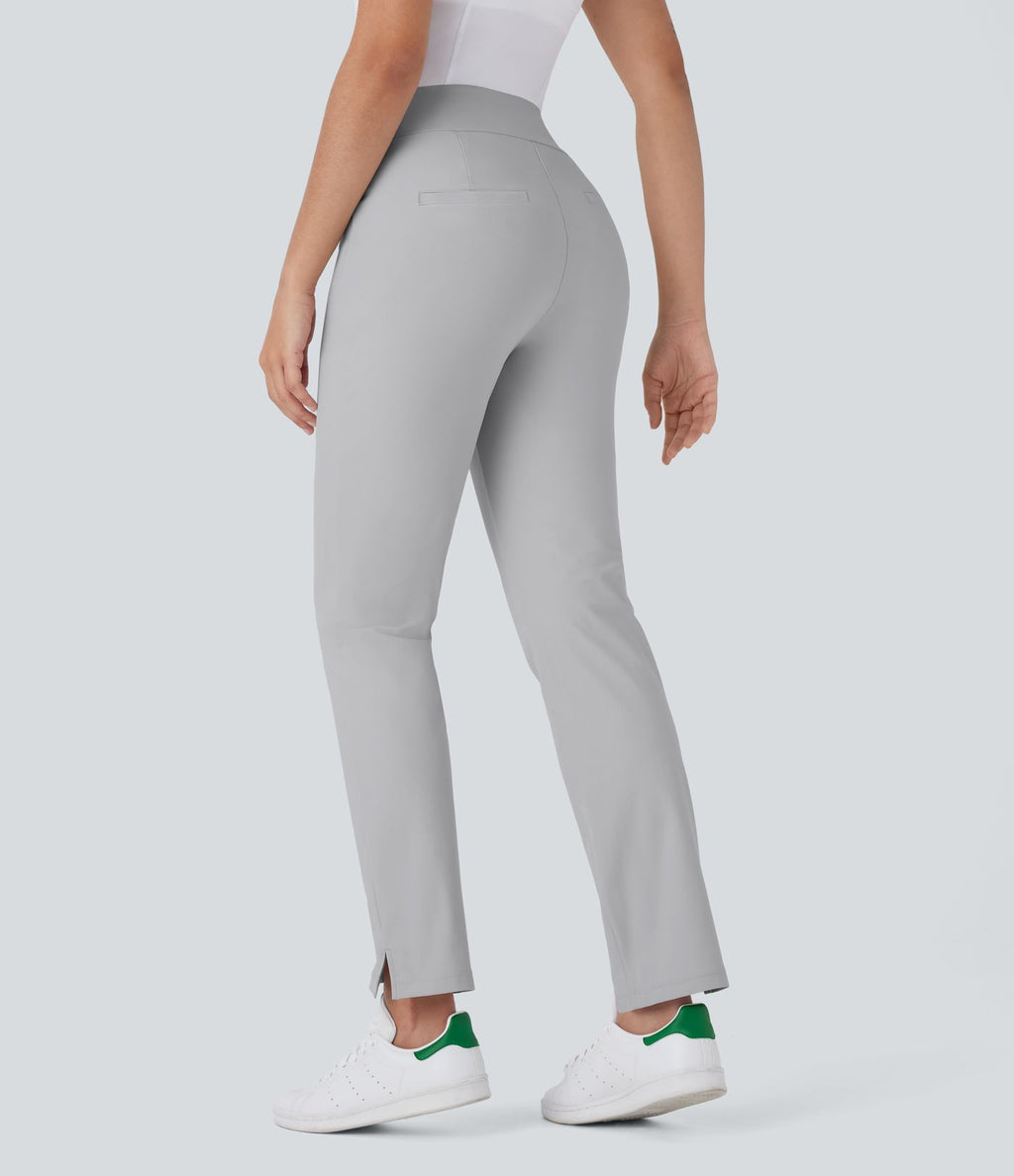 Pantalon de golf taille moyenne à séchage rapide avec multiples poches, fentes et coupe fuselée-Poche pour tee de golf-UPF40+