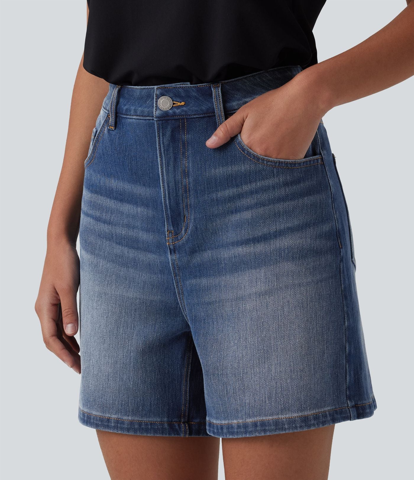 Short denim ample décontracté Halara Flex™ taille haute avec poches