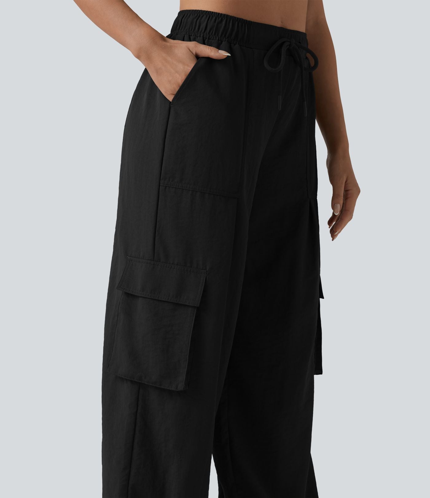 Jogging cargo coupe ballon taille mi-haute avec cordon de serrage et poches