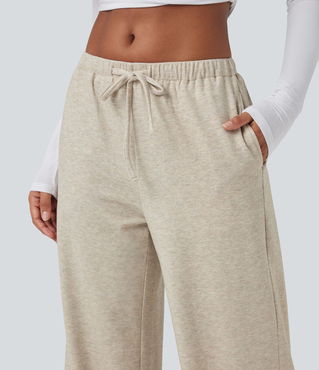 Pantalon baggy côtelé taille basse avec cordon de serrage et poches