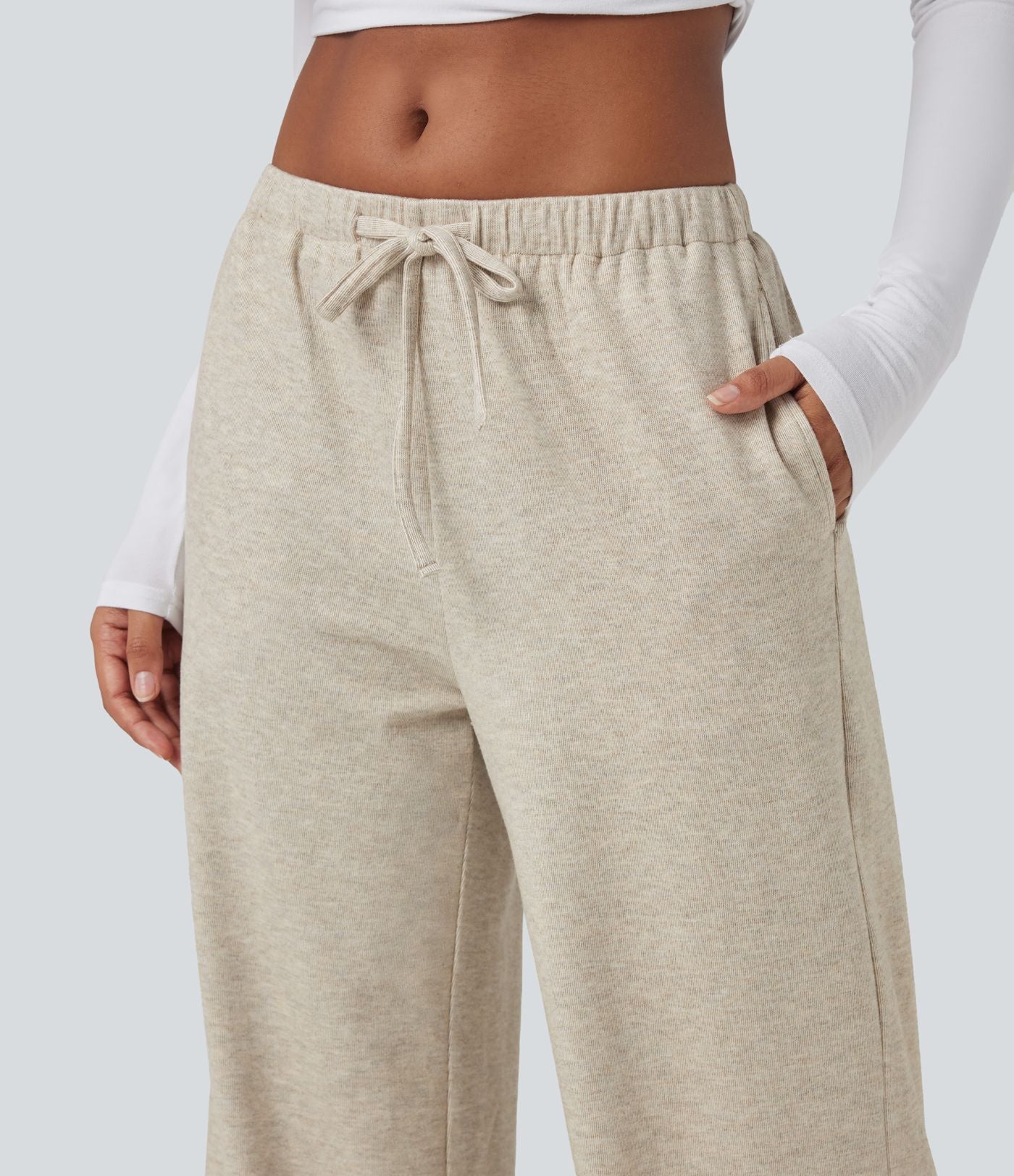Pantalon baggy côtelé taille basse avec cordon de serrage et poches