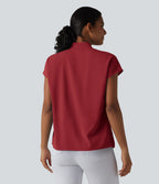 Blouse esprit bureau ample défroissage facile, col V et manches chauve-souris