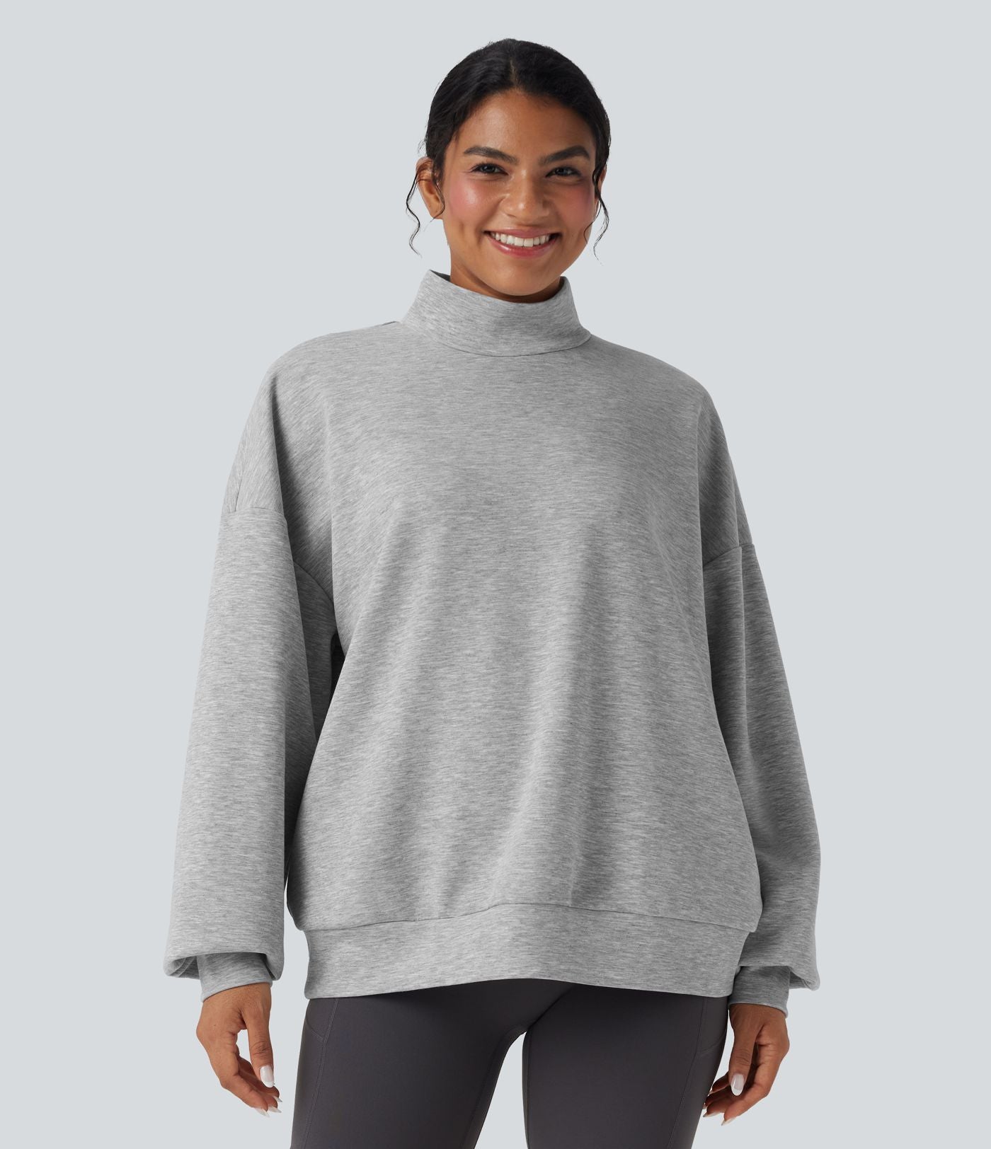 Sweatshirt casual col montant coupe décontractée avec poches