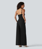 Combinaison de soirée asymétrique sans manches, ceinturée, avec soutien-gorge intégré et poches - Easy Peazy
