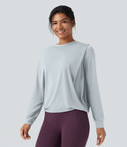 Haut de sport yoga col rond manches longues froncé - UPF50+