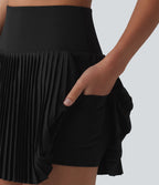 Breezeful™ Jupe mini de tennis plissée 2 en 1 taille haute séchage rapide avec poches