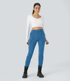 Pantalon cargo ajusté uni taille haute DayStretch avec poches zippées