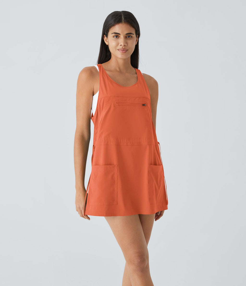Breezeful™ Robe Sport Randonnée Mini Séchage Rapide 2 Pièces Dos Nu Poches Multiples Cordon de Serrage