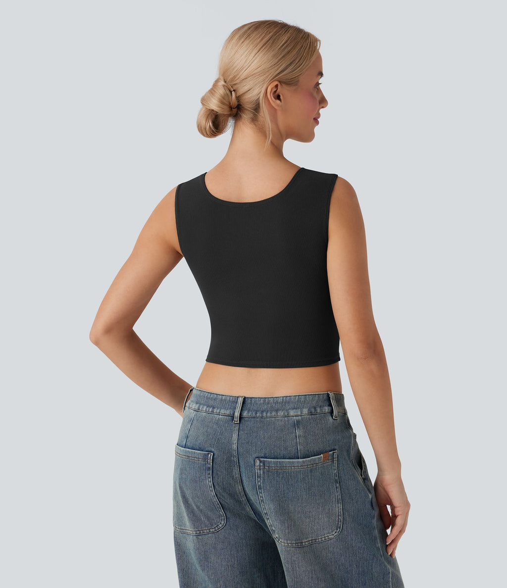 Débardeur crop casual SoftlyZero™ côtelé col U