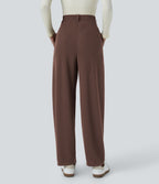Pantalon de travail Halara Flex™ barrel côtelé, taille haute, avec poches