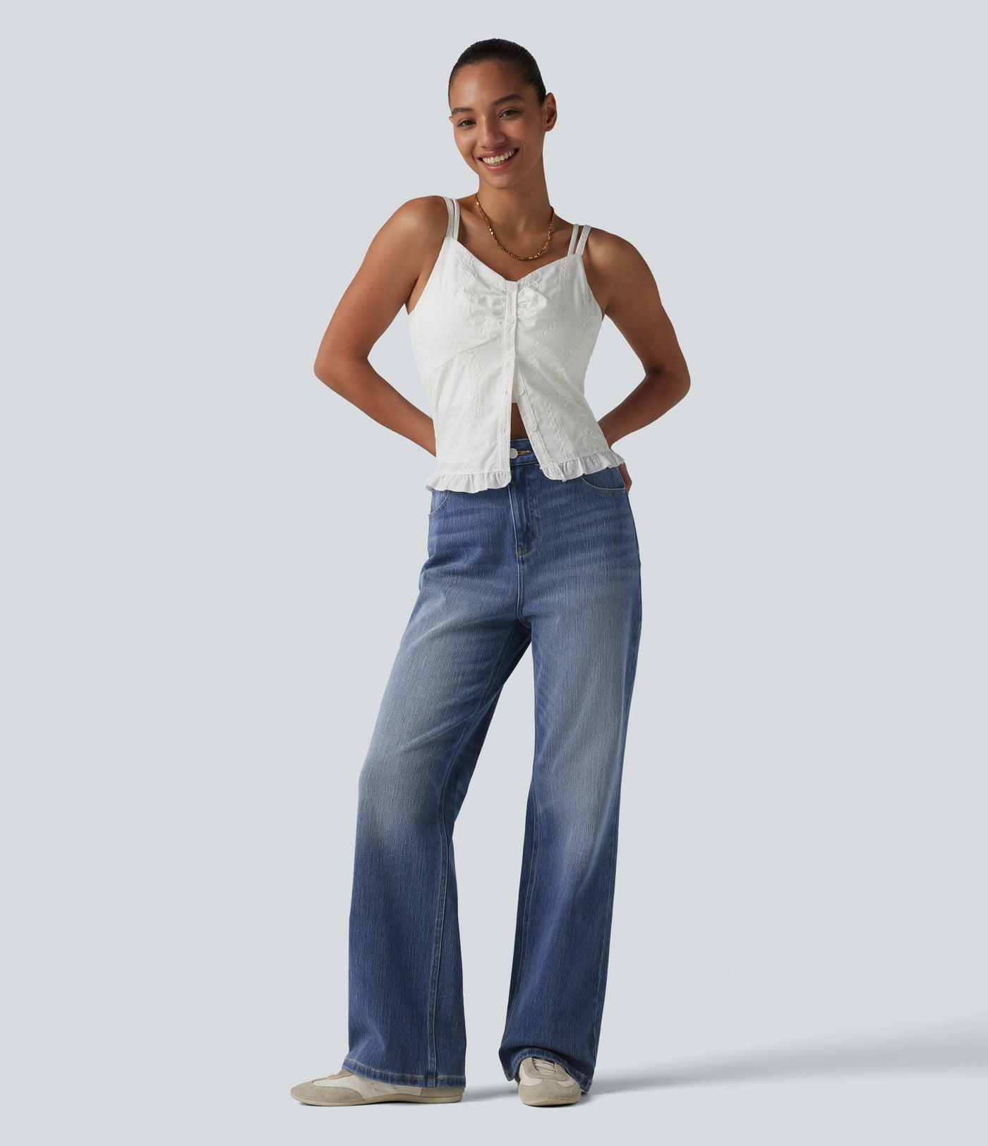 Halara Flex™ Jean droit casual taille haute avec poches