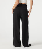 Pantalon baggy côtelé taille haute gainant avec cordon ajustable, bandes latérales et poches