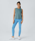 Top Débardeur Yoga Uni à Ourlet Croisé et Découpe