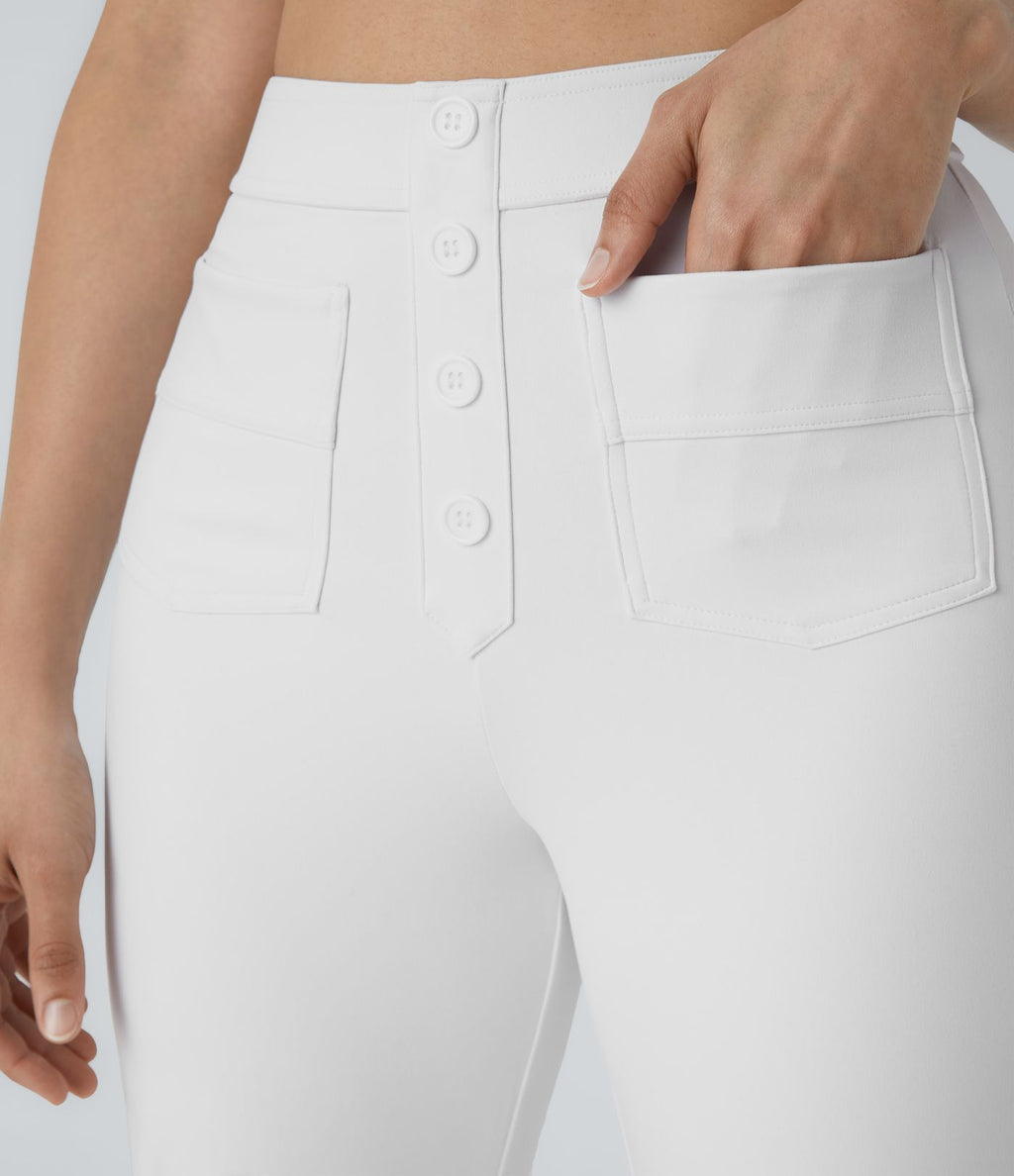 Pantalon taille haute coupe droite DayStretch avec poches