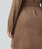 Robe courte col tailleur manches longues