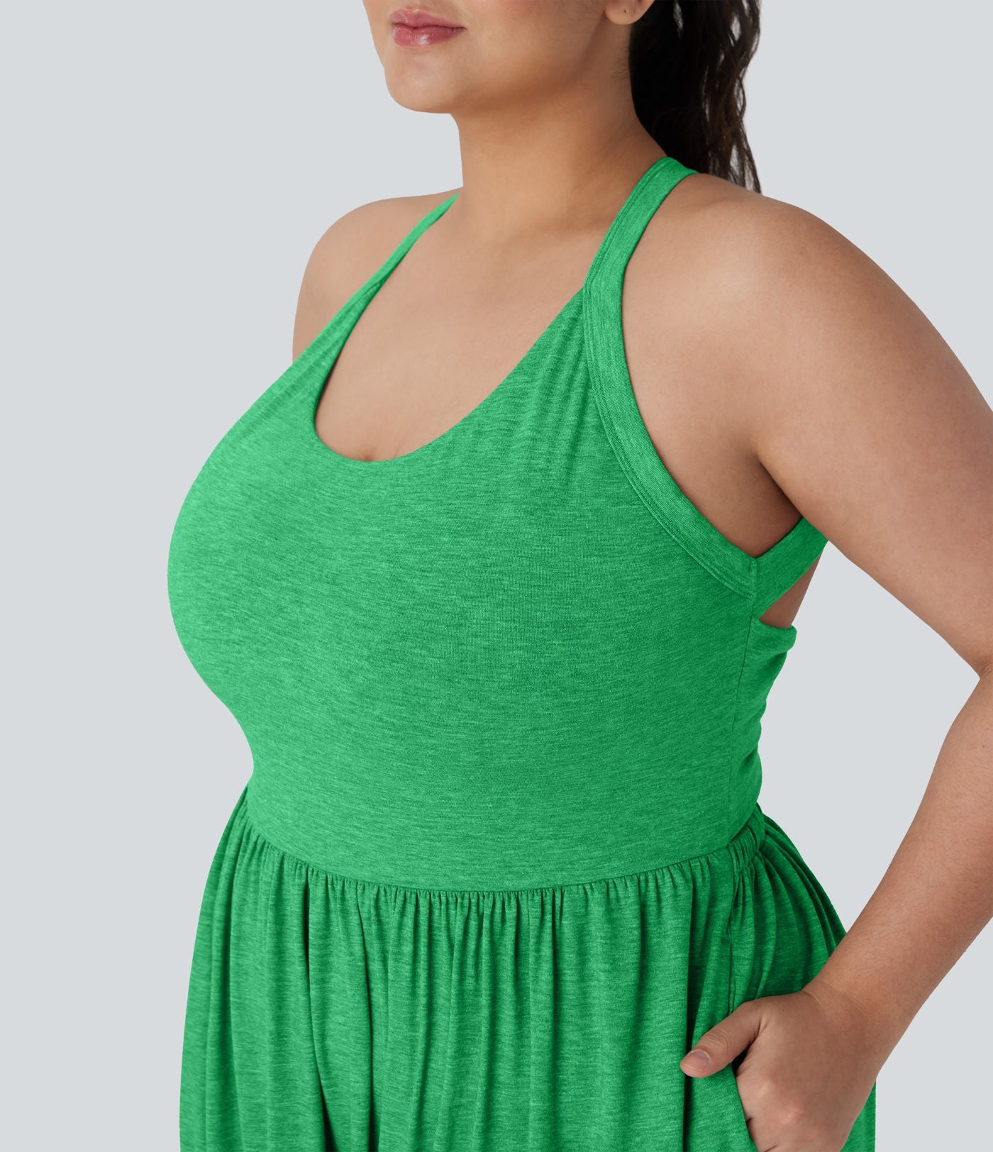 Combinaison sarouel dos nu torsadée grande taille avec poche latérale - Édition facile à enfiler