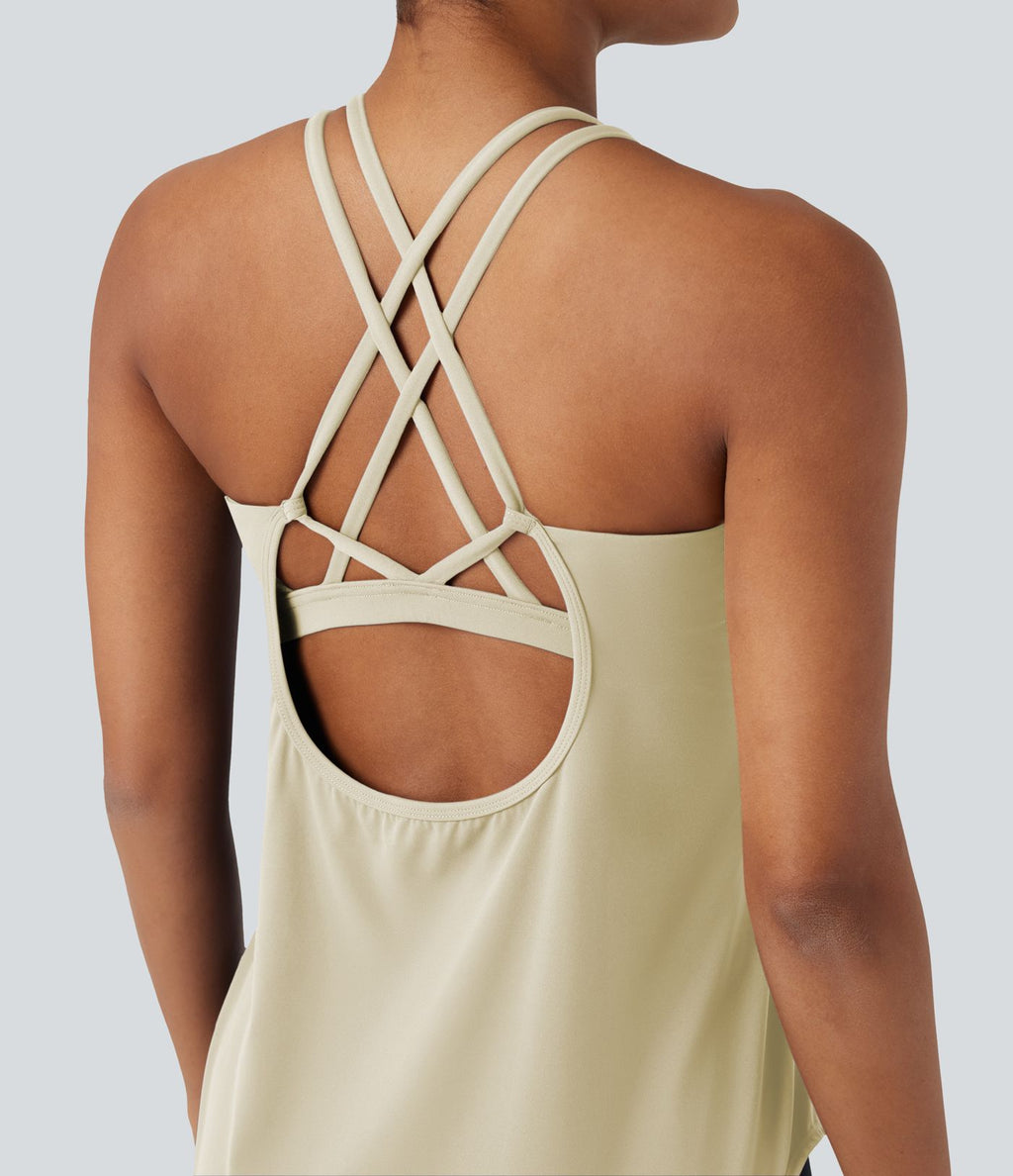 Débardeur running Halara UltraSculpt™ col rond dos croisé bonnets E-G