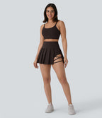 Jupe-short de danse mini Breezeful™ à taille haute, plissée, 2-en-1, avec poches latérales et arrière, ourlet asymétrique et séchage rapide