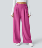 Halara Flex™ Pantalon Tailleur Large Fluide Gaufré Taille Haute Poches Latérales