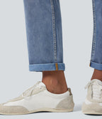 Jean décontracté slim Halara Flex™ taille haute avec cordon de serrage, ourlet retroussé et poches