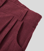 Pantalon en velours côtelé décontracté taille moyenne avec poches latérales