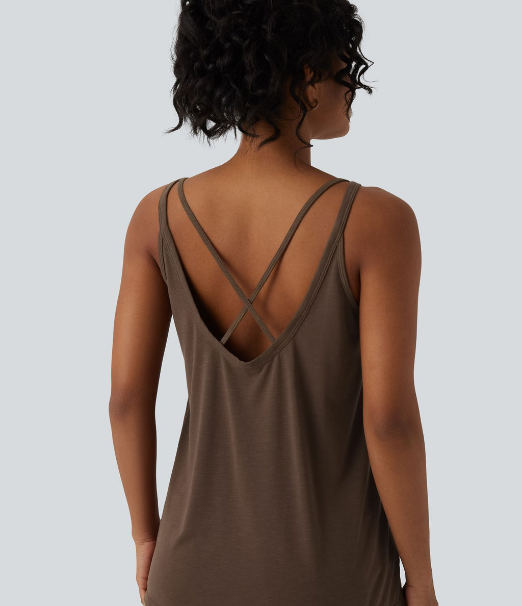 Débardeur casual col U coupe ample