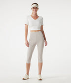 Pantalon corsaire de golf slim à chevrons taille haute avec poches