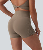 Short cycliste de yoga Halara UltraSculpt™ taille haute froncé lacé 7,5 cm avec poche