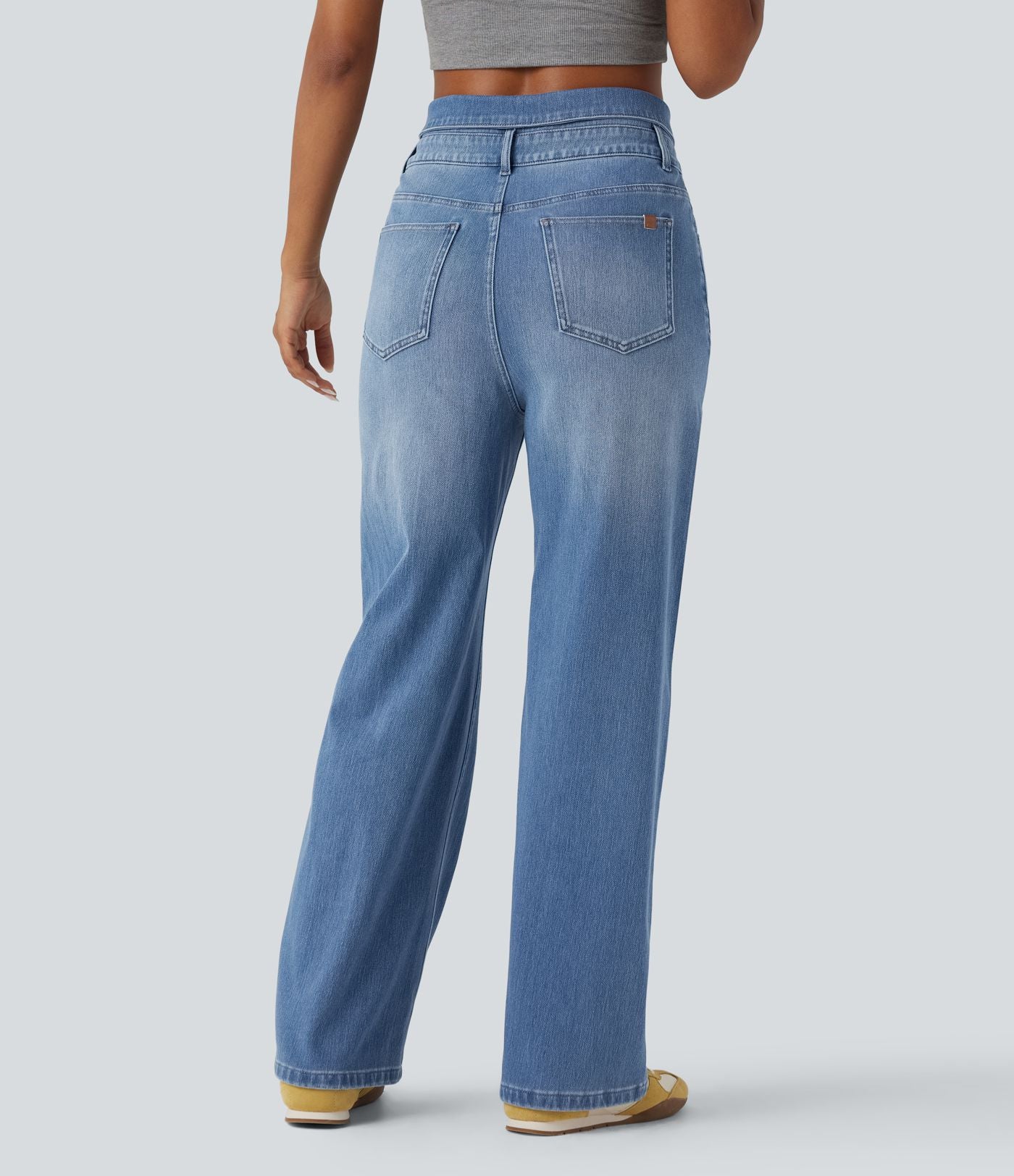 Jean décontracté Halara Flex™ jambe droite taille haute rabattable avec poches