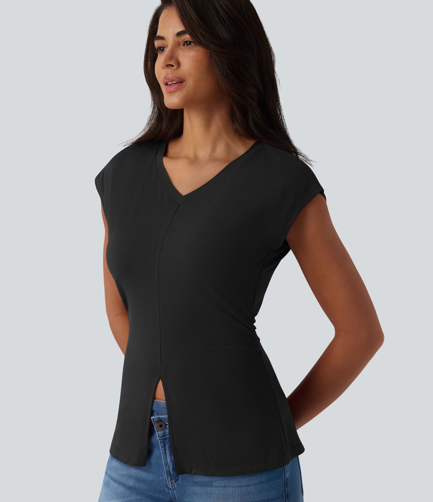 T-shirt casual sans manches col V