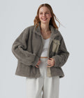 Veste sherpa de randonnée col montant manches longues avec poches
