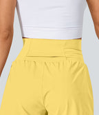 Short 7,5cm Yoga 2 en 1 Super Taille Haute Poches Arrière Poches Cachées Latérales