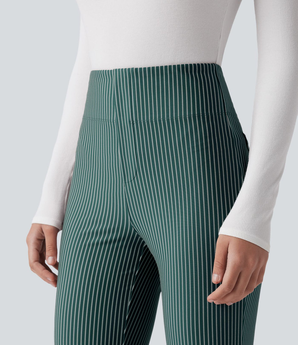 Pantalon de travail Halara Flex™ évasé à rayures, taille haute, avec poches